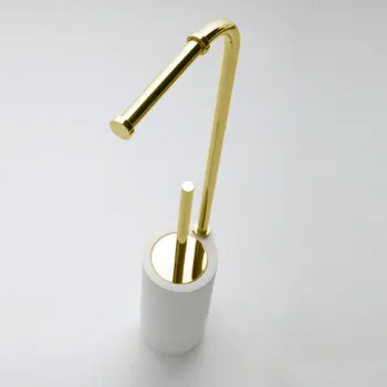 Напольная стойка с ершиком и бумагодержателем Bertocci Goccia 15,7хd10х65Н, золото 10481205000