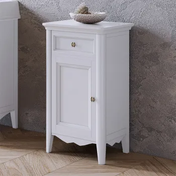 Тумба под раковину Tw Veronica 50.2/45x40/37.4xh86.7, 1 распашная дверка 1 выдвижной ящик, доводчики Blum, петли слева-SX,, bianco, ручки riflesso бронза VER2150S-B