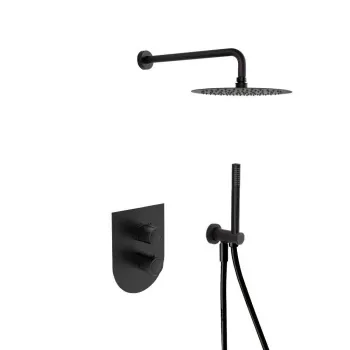 Смеситель для душа Ramonsoler Tzar встраиваемый термостатический с тропическим и ручным душем чёрный K3487011NM