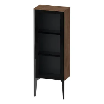 Duravit XViu Шкаф подвесной 890x400x240мм, со стеклянной дверью, 2 стеклянные полки (петли справа), цвет: walnut dark/черный матовый