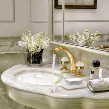 Смеситель для раковины THG Amboise Lapis Lazuli A1K-F01-151 полированное золото