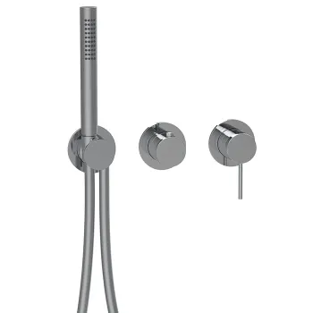 Смеситель настенный внешняя часть Almar Modular круглые розетка, с перекл. на 2 положения, с ручным душем и шлангом, stainless steel aisi316 E180142.316