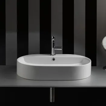 Раковина-чаша Kerasan Ciotola 65х40хh12, с 1отв, с переливом, белый матовый 028530 Bianco matt *1