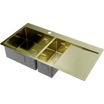 Мойка кухонная Omoikiri Akisame 100-2-LG-L светлое золото 4973089