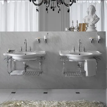 Консоль с раковиной латунная подвесная Globo Paestum 90х60хh60см, на 1 отв., с комплектом креплений, хром PASC56 cr