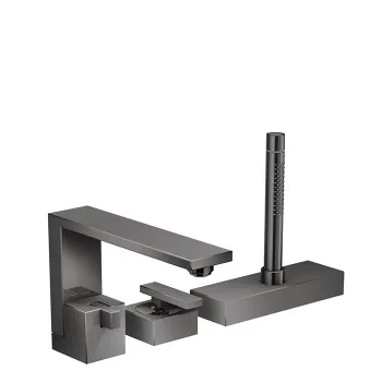 Axor Edge Смеситель на борт ванны, на 3 отв., с ручным душем, излив 210мм, алмазная огранка, цвет: ч