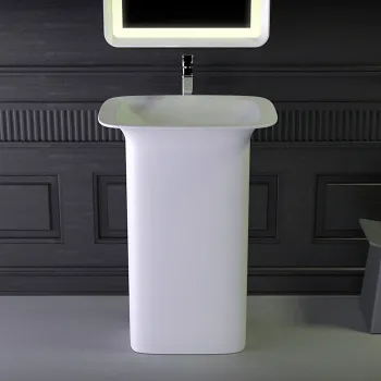 Раковина отдельностоящая Knief Glam 60х45х86 выпуск в стену, белый матовый 0600-082-01WA