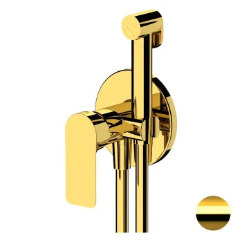 Смеситель с гигиеническим душем Remer Infinity золото глянцевое I65WDO