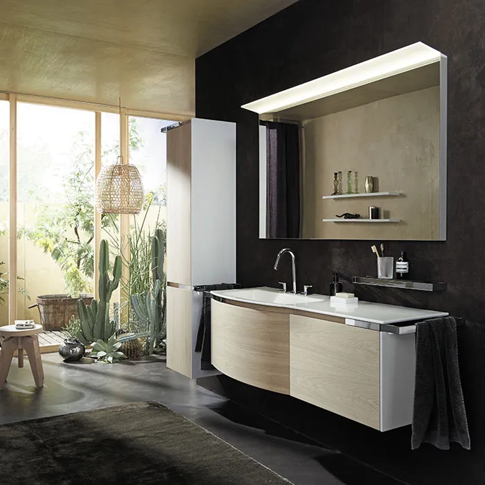 Burgbad Yso Комплект подвесной мебели 158x49x45 см, цвет: белый глянец/аутентичный дуб SFAD141 L F2184 K0387 C0001*1