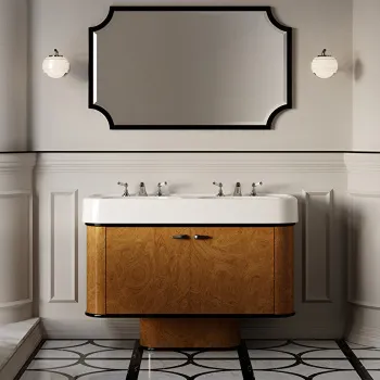 Тумба под раковину двойная Devon&Devon Liberty 124.5х88.3 с керамической раковиной WIDE BLUES на3 отв мебели RADICA DI NOCE глянец LIBRADINOWIBL*3