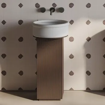 Тумба напольная Artceram Mono 39хh72, для настольных раковин c одной дверцей, хромирой слив в комплекте, moka ACM041 56