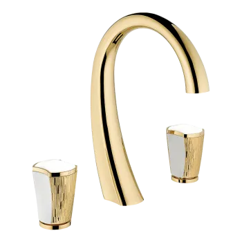Смеситель для раковины THG Infini Porcelaine Blanche Decor Or U2F-F01-151 полированное золото