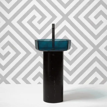 Раковина на пьедестале Antonio Lupi Opale 50х70, без отв., напольная, Cristalmood, Petrolio/Nero Marquinia А0002423804