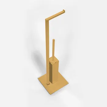 Стойка напольная с ершом и держателем туалетной бумаги Colombo MiniQ L18x18 H67,5см золото матовое B5018.OM-RNE