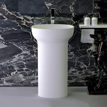 Раковина отдельностоящая Knief Prime 53х35х90 с выходом в стену, белый матовый 0600-012-01WA