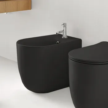 Биде напольное Kerasan Nolita с 1 отв под смеситель 55х35, с креплениями WB5N, черный матовый 532031*1