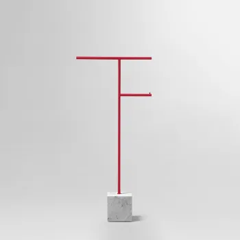 Стойка напольная Antonio Lupi Bivio 65см., с полотенцедержателем и держателем туалетной бумаги, база из мрамора Carrara satinato, Melograno goffrato А0002457110