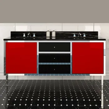 Тумба под раковину Devon&Devon Jazz 178,2 с 2мя дверцами и 3мя выдвижными ящиками фурнитура, хром. Материал - МДФ снаружи высокоглянцевый лак A3