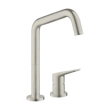 Axor Citterio M Смеситель для кухни, однорычажный, на 2 отв, излив: 204мм, цвет: сталь 34820800