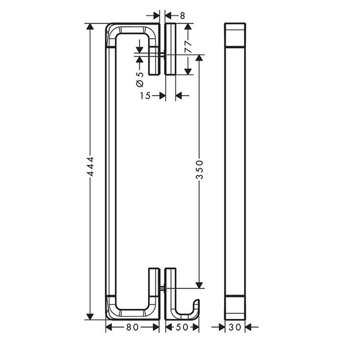 Axor Universal Ручка для двери душевой кабины, 444мм, подвесной, цвет: хром 42837000
