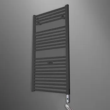 Полотенцесушитель электрический Irsap Ares 580x1118x30мм, 22 трубки-2 промежутка, мощность 700 ватт, с выключ., провод 1200мм, черный матов к1 EIM058IK1IR01NNN