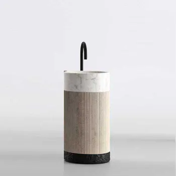 Раковина напольная Noorth Milldue Edition Roma 450х880, без перелива, с донным клапаном, цоколь Ardesia, корпус Moka Cream, раков Bianco Carrara, 5075.D