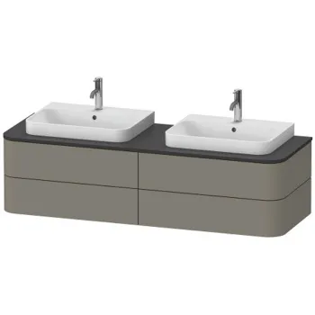 Duravit Happy D.2 Plus Столешница 16x1600x550мм для тумбы #HP4936, HP4946, HP4956, HP4964, HP4974 с вырезами под 2 раковины, цвет: graphite supermatt