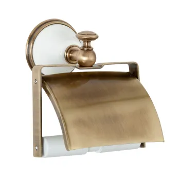 Держатель для туалетной бумаги с крышкой Tw Harmony 219, белый/бронза TWHA219bi/br