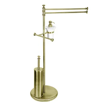 Стойка напольная Tw Harmony 004 комбинированная двойной п/держ, .керам.дозатор, держатель т/б, ёршик, золото TWHA004oro