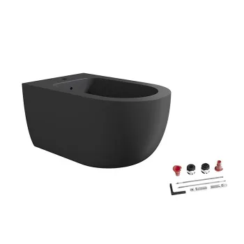 Биде подвесное Alice Unica 55х35, с набором для крепления, чёрный матовый, 32250108SET