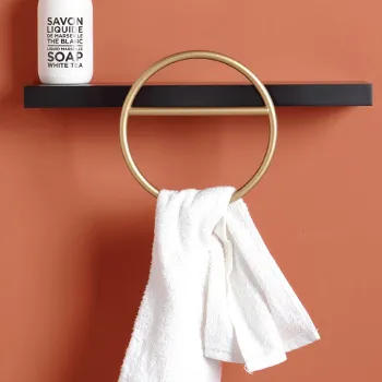 Полка белая деревянная Bertocci Mettitutto 40 с круглым полотенцедержателем D22, никель 11387226000