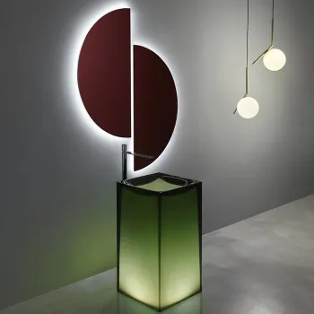 Раковина Antonio Lupi Aura 45х45х85, без отв., слив в пол, с дон. клапан, сифоном и трубой слива, Cristalmood, Bottiglia А0002451426