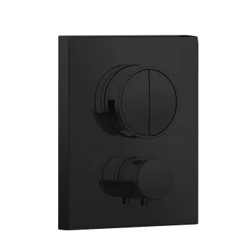 Внешняя часть встраиваемого термостатического смесителя с кнопочным управлением Almar для 2-х потребителей, черный матовый E176682.MB