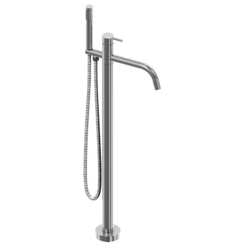 Смеситель напольный для ванны с ручной лейкой Cisal Xion держателем, шлангом 1,5 м, с встройкой в комплекте, нержавеющая сталь XI004204D1