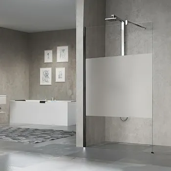 Душевое ограждение Novellini Giada H 1770-1785х2050, с свободным входом, с настенным кронштейном, стекло прозрачное, профиль черный матовый, GIADAH180-1H