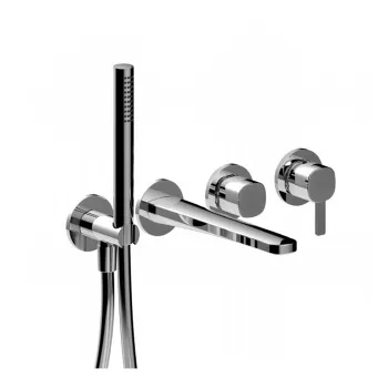 Смеситель для ванны Fantini Lame встраиваемый, на 2 источника, излив 190, с ручн.душем, наружная часть, хром 24 02 M121B