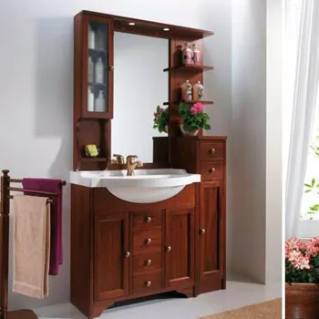 Зеркало в раме со шкафчиком Eban Eleonora Modular 107 cлева-SX и полочками справа 107x104h,без ручек, noce FCPLS107SNnoce*1