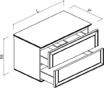 Тумба под раковину Brenta Lester 100 см подвесной глянцевый 2 ящика (LR200.100.49.G)