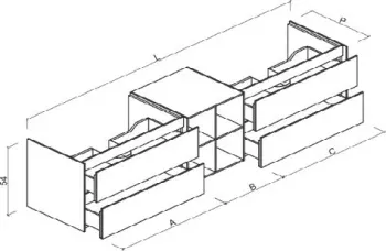 Тумба под раковину Brenta Fly 150 см подвесной дерево 5 ящиков с полкой (FL650.150.60.49.W)