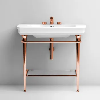 Металическая структура Quadra Artceram Civitas 70х40хh80,5, полка стекло, напольная, розовое золото CIA009 77 rosa oro