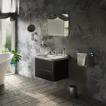 Тумба подвесная под раковину Kerasan Waldorf 80, с 2 ящиками, Nero matt 925631