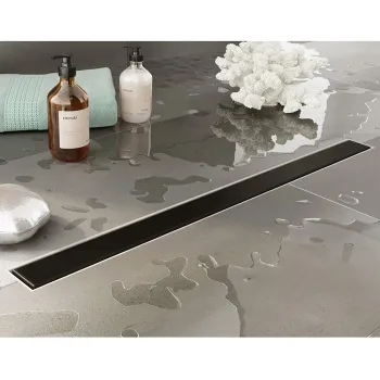 Трап душевой Plumberia Selection PS MODULAR 4x100 2устор. накладка из нерж.стали, комбинир.затвор с горизонт. Выпуском Ду 50мм,40л/мин, черн.матов., PSM100NO