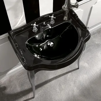 Раковина Kerasan Retro 73 73x54, с 3 отв, черный глянцевый 104704 nero*3