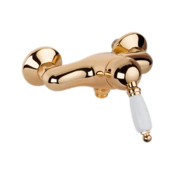 Смеситель для душа Gattoni Orta с белой ручкой, золото 24кт 2725/27D0 OLD