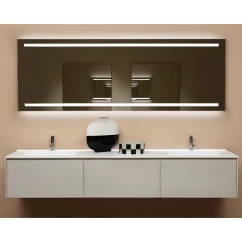 Зеркало Antonio Lupi Spio 216х75х4, с блестящей кромкой, с белой светодиодной подсветкой 4000K, без выключателя, на раме из полированной стали А0002475289