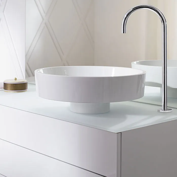 Burgbad Crono Раковина 45 см, без отв., накладная, круглая, цвет: белый MBA0030 C0001*0