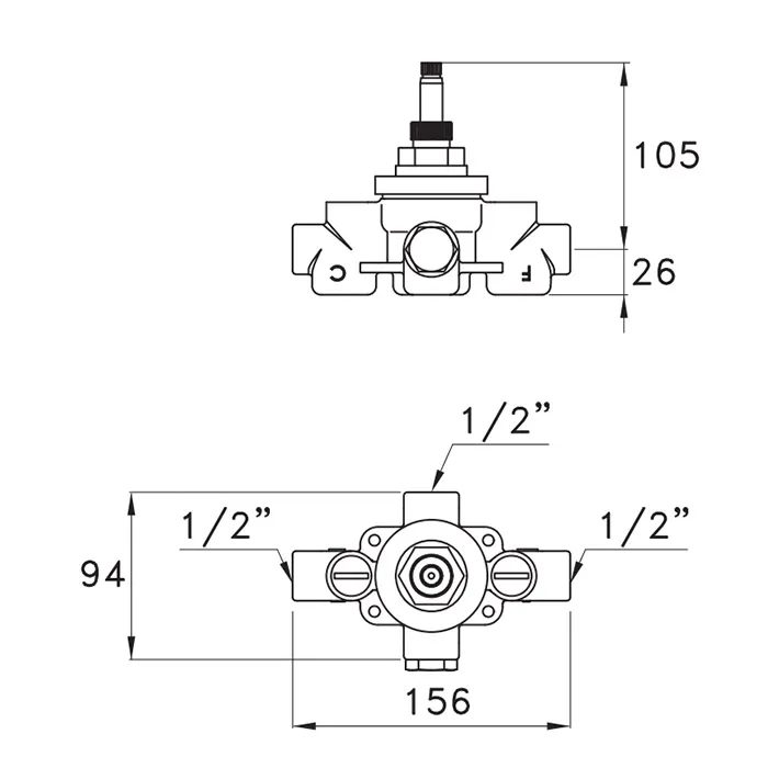 Встраиваемая часть термостатического смесителя для душа Stella IS3293 UN 06000 0000