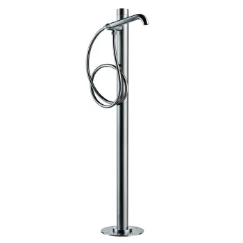 Смеситель прогрессивный напольный д/ванны Bossini Nobu из нержавеющей стали. высота 103 см х Ø 54 mm.. цвет Mat brushed S.S.