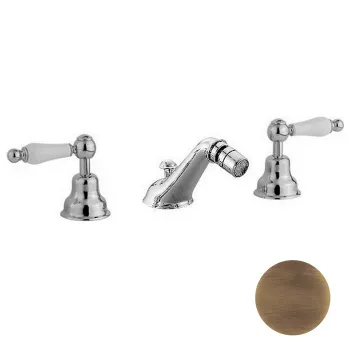 Смеситель для биде Cisal Arcana Toscana на 3 отверстия с донным клапаном, бронза TS00122027 Акция