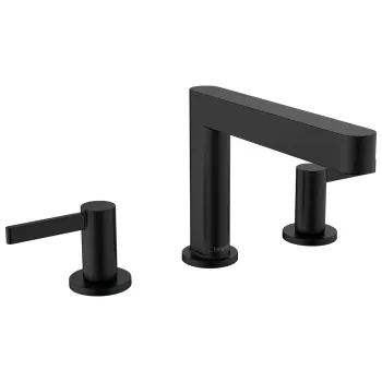 HANSGROHE FINORIS Смеситель для раковины, на 3 отверстия, 110, со сливным клапаном Push-Open, матовый черный